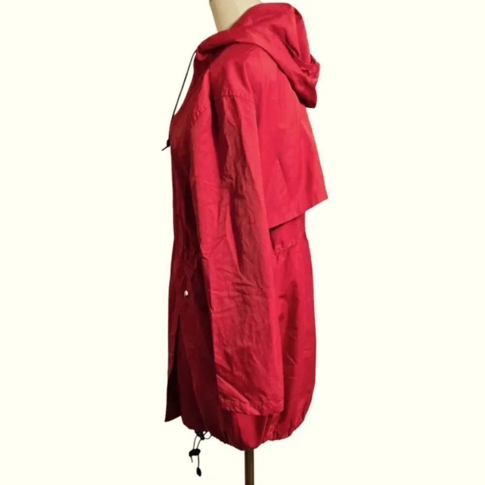 BDG Nylon Red Hooded Rain Jacket